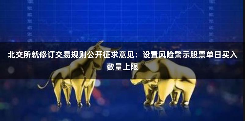 北交所就修订交易规则公开征求意见：设置风险警示股票单日买入数量上限